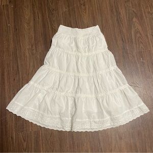White Cotton Maxi Prairie Skirt